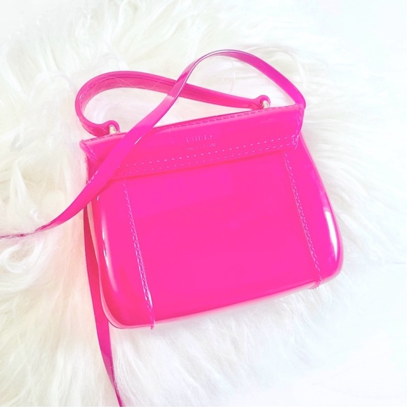 NWT Furla Hot Pink Gold Candy Mini Bon Bon Rubber PVC Crossbody Handbag - Picture 5 of 8